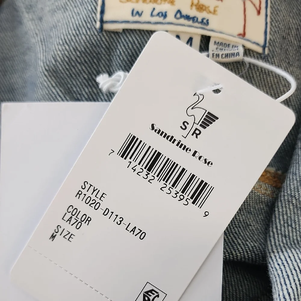 Sandrine Rose X Free People Distressed Blue Jean Jacket Size Medium - Picture 8 of 9